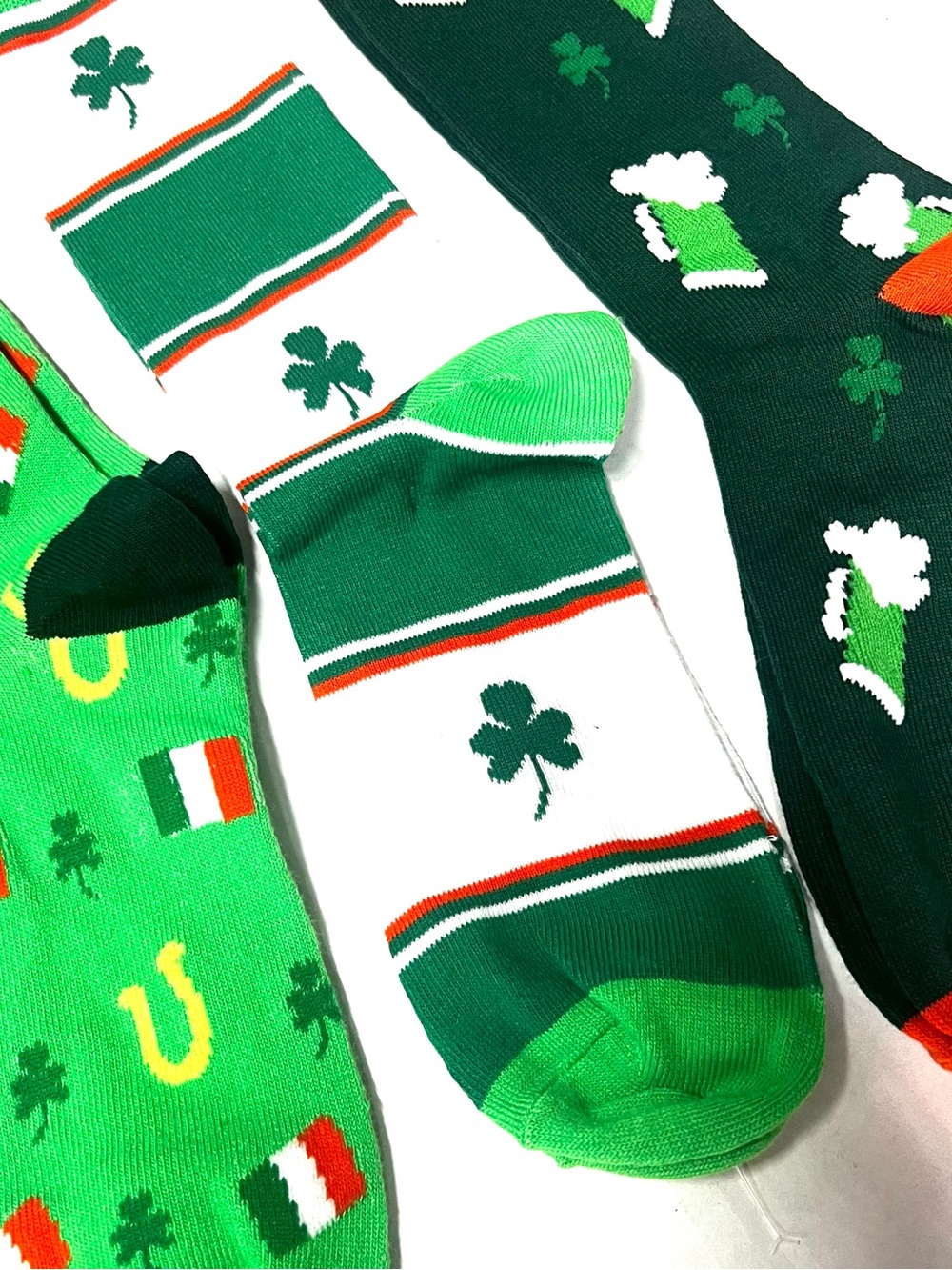 Green Shamrock Crew Socks - Festive Irish St. Patrick's Design